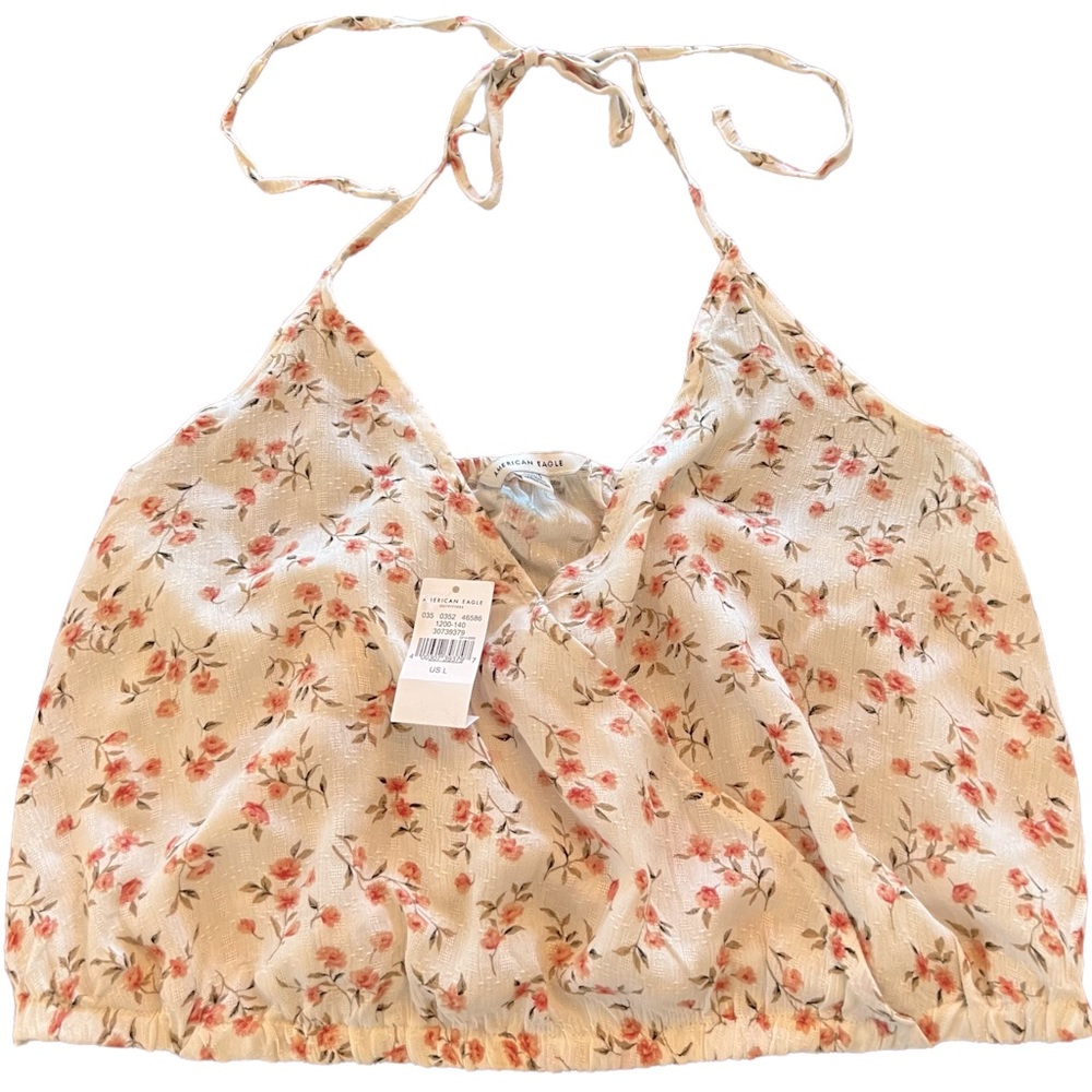 NWT American Eagle Floral Halter Crop Top Size Large